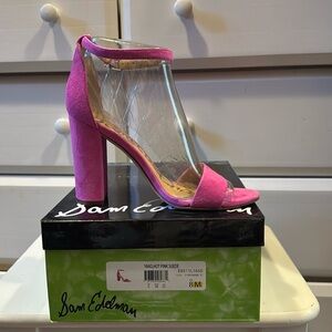 Sam Edelman hot pink suede Yaro heel.